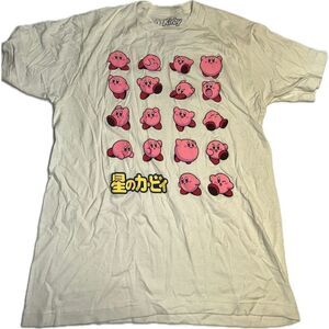Kirby New Adult T-Shirt - Just Kirby Motions Lineup With Kanji Men's Size‎ L